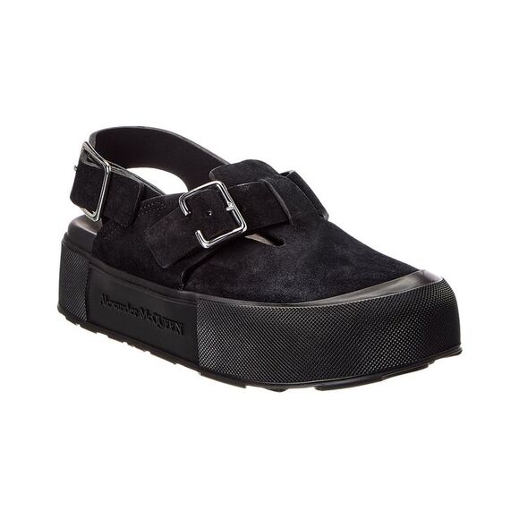 Alexander Mcqueen Mount Slick Suede Platform Sandal Black